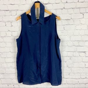 Bailey 44 Nordstrom Silk Cold Shoulder Top Navy M